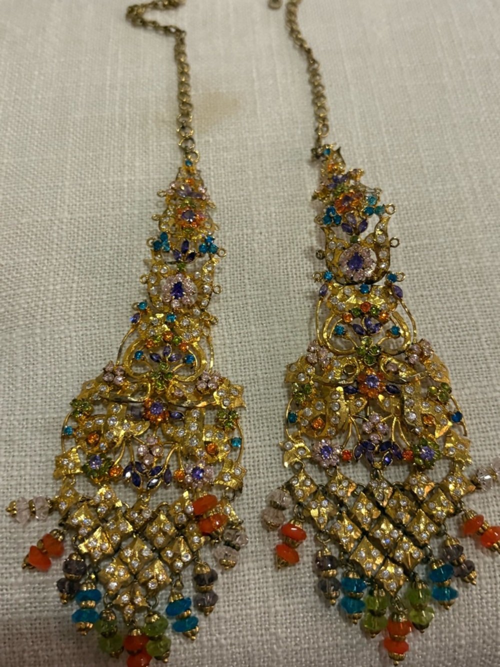 Multicolor Gold-Tone Filigree Statement Earrings - Women Jewelry